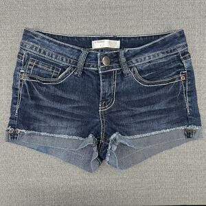 No Boundaries Blue‎ Flap Pockets Rolled Mid Rise Jean Denim Shorts Size 5 Junior